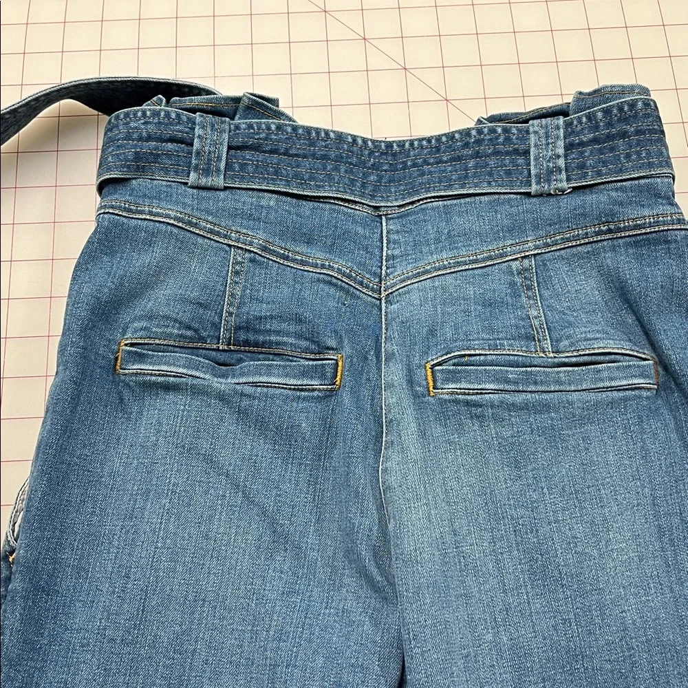 A.L.C. Casual Davis Denim Blue Self Tie Paper Bag High Waist Ankle/Crop Jeans 6
